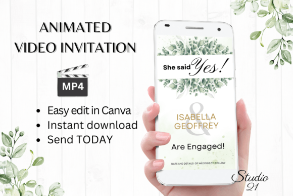 Classic Engagement Announcement W1406B: A Digital Invitation Template