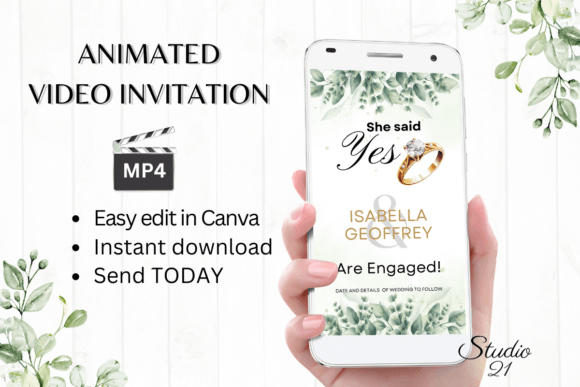 Classic Engagement Announcement W1408B: Elegant Script for Digital Invites