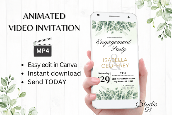 Classic Engagement Party Invite W1408: Elegant Digital Design