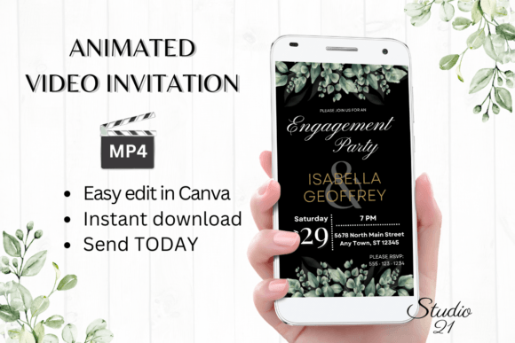 Classic Engagement Party Invite W1409: A Digital Template for Modern Celebrations