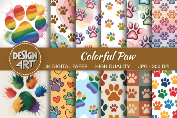 Colorful Paw Prints Backgrounds for Vibrant Designs