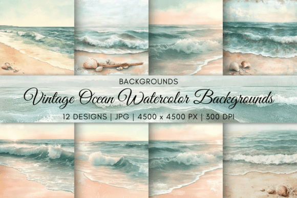 Drift into Coastal Calm with Vintage Ocean Watercolor Backgrounds