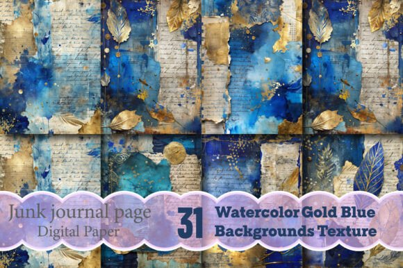 Elevate Your Projects with Watercolor Gold Blue Backgrounds Texture