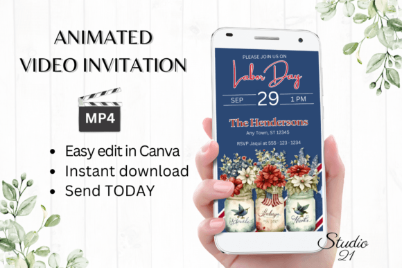 Instant Labor Day Invitation: Editable Digital Evite Template