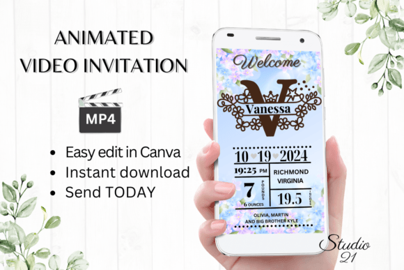 Mobil Newborn Baby Birth Announcement: Modern, Mobile-First Design