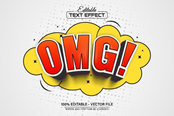 OMG Red Comic Style Text Effect: Editable Vector Design