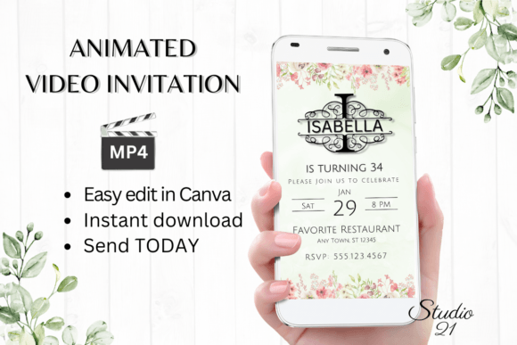 Stunning Video Birthday Evites: The Monogram Letter I Template