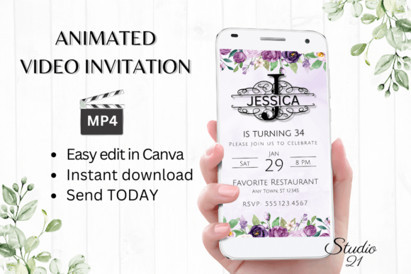 Video Birthday Evite: Monogram Letter J for Instant Style