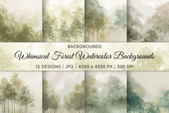 Whimsical Forest Watercolor Backgrounds